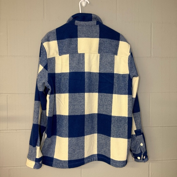 BDG Men’s Brushed Buffalo Plaid Overshirt in Blue Size Small Oversized Shacket - Picture 5 of 8